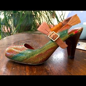 Chie Mihara rainbow snakeskin heels